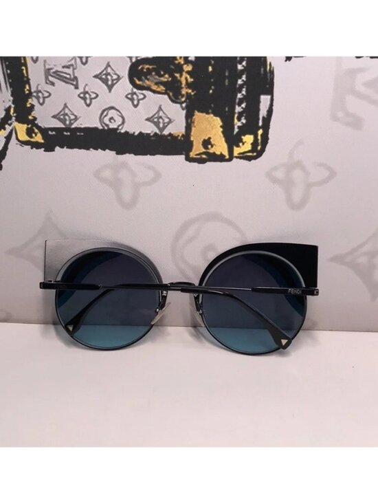 New Authentic Stylish Black and Blue Cat-Eye Sunglasses FF0215/S 0LBJF